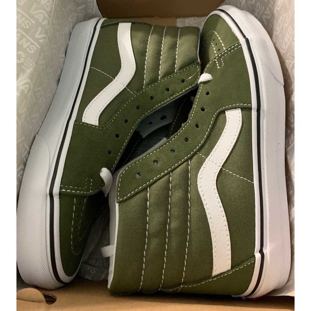 VANS WINTER MOSS GREEN TRUE WHITE SKATE SHOES - Picture 6 of 6